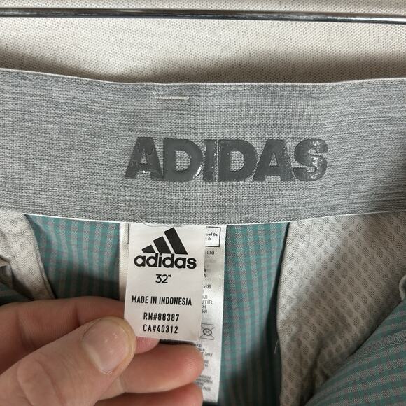 Adidas Golf Shorts Mens 32 Plaid Check Lightweight Performance Summer Breathable - Picture 3 of 11